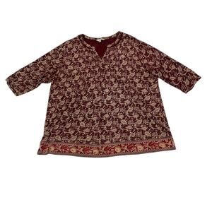 Lucky Brand Bohemian Artsy Flowy Lightweight 3/4 Sleeve Blouse Top Plus Size 2x